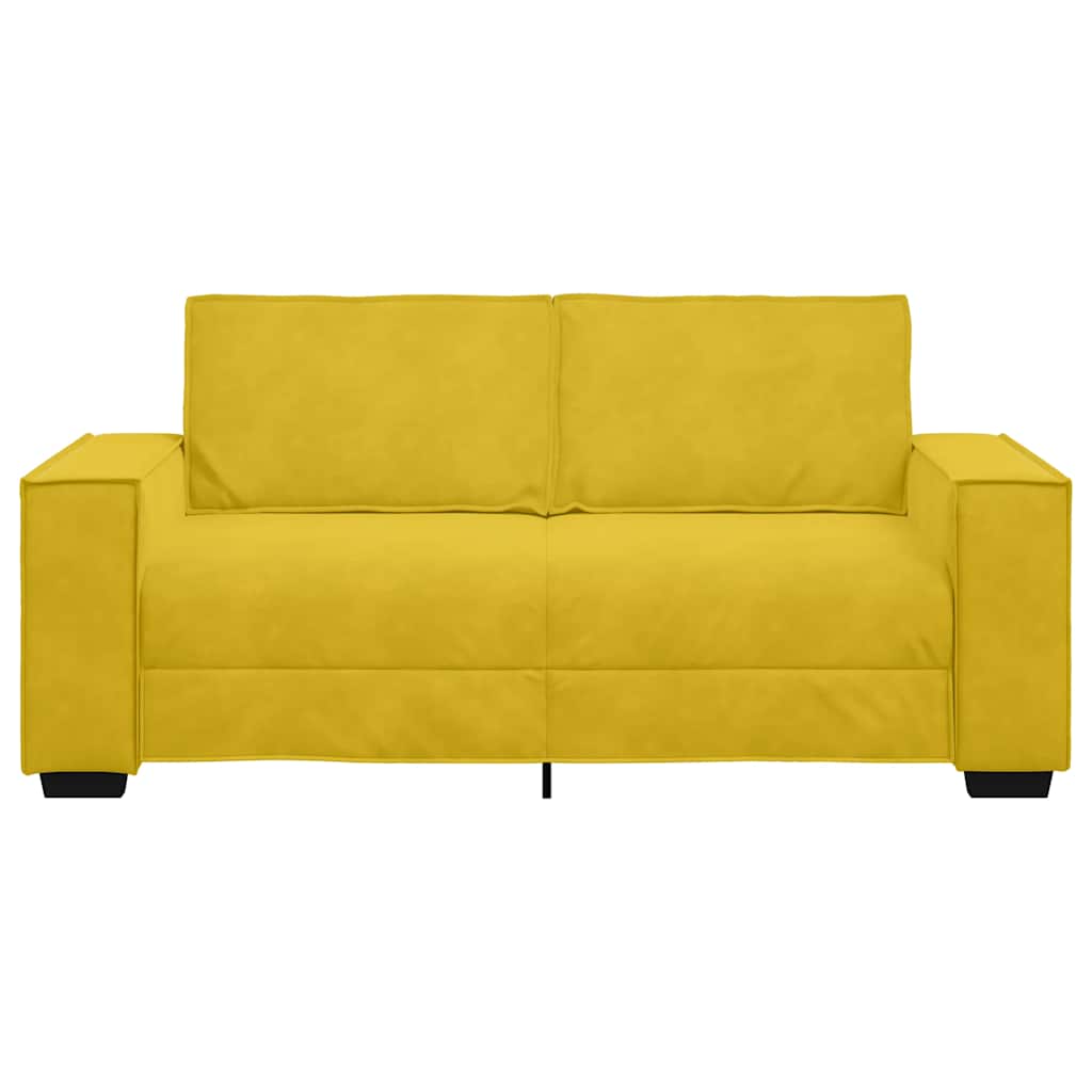 Canapé 2 places jaune velours 180 x 78 x 84 cm