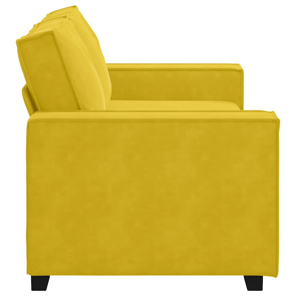 Canapé 2 places jaune velours 180 x 78 x 84 cm