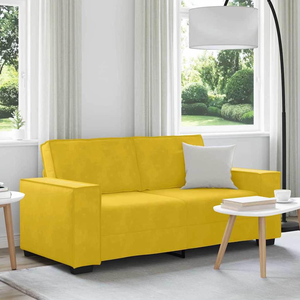 Canapé 2 places jaune velours 180 x 78 x 84 cm