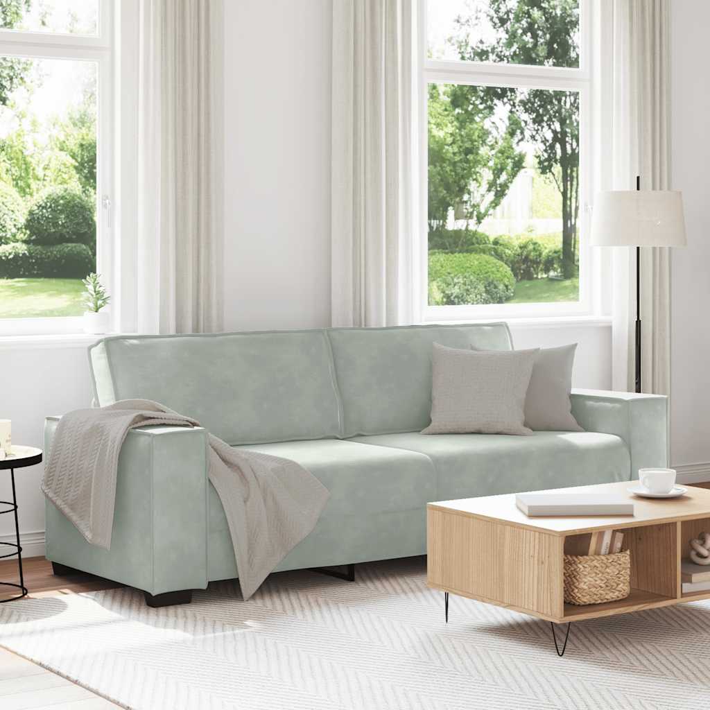 Canapé à 3 places Gris clair 220x78x84 cm Velours