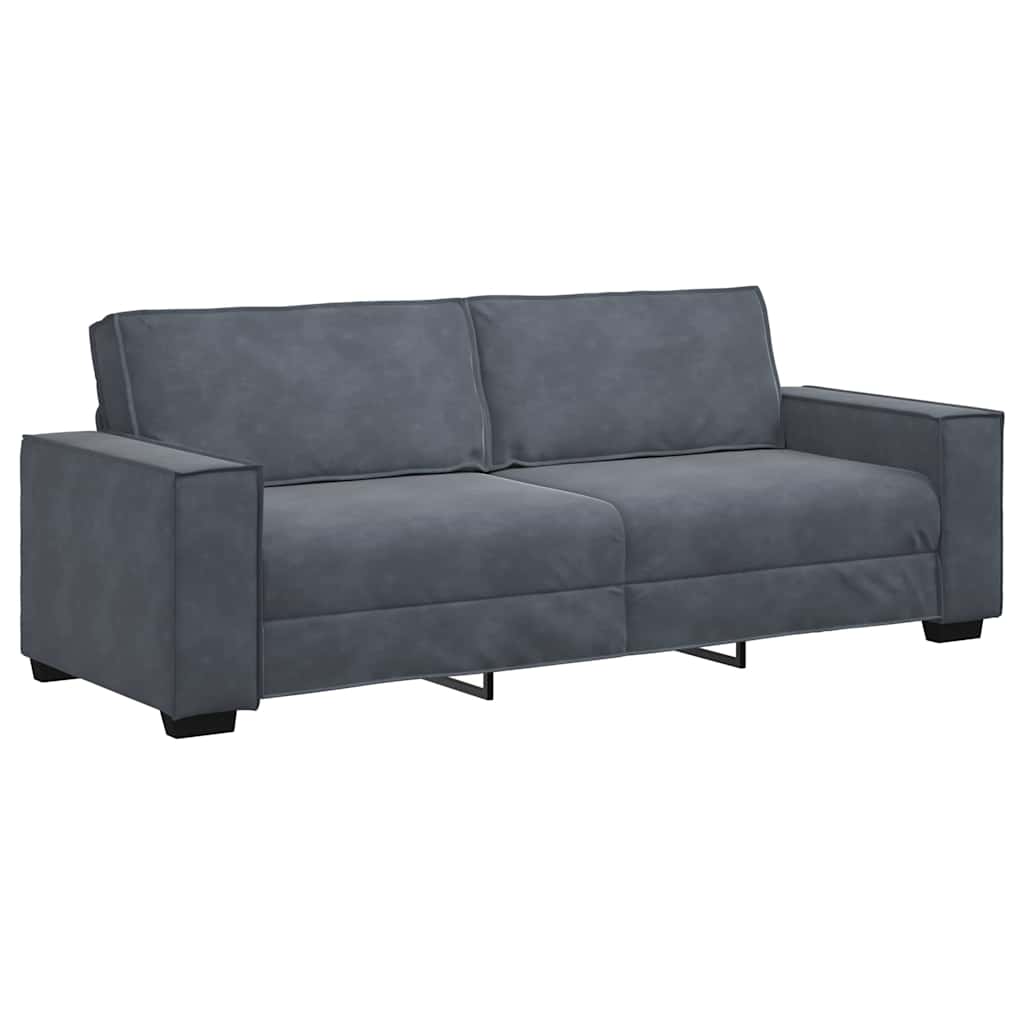 Canapé à 3 places Gris foncé 220x78x84 cm Velours
