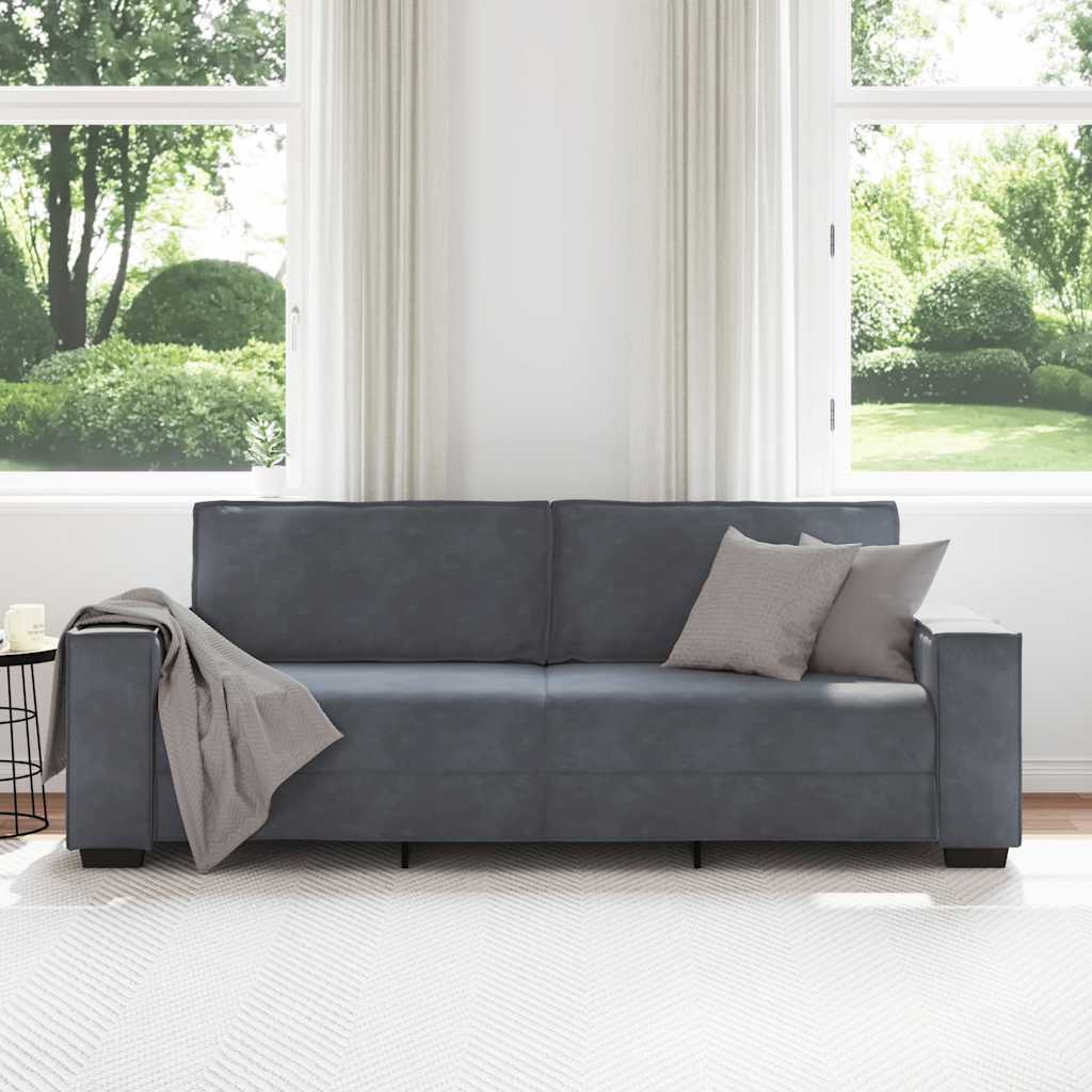 Canapé à 3 places Gris foncé 220x78x84 cm Velours
