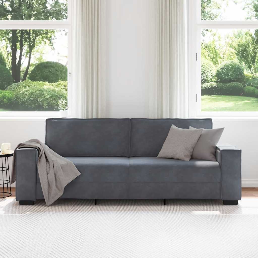 Canapé à 3 places Gris foncé 220x78x84 cm Velours
