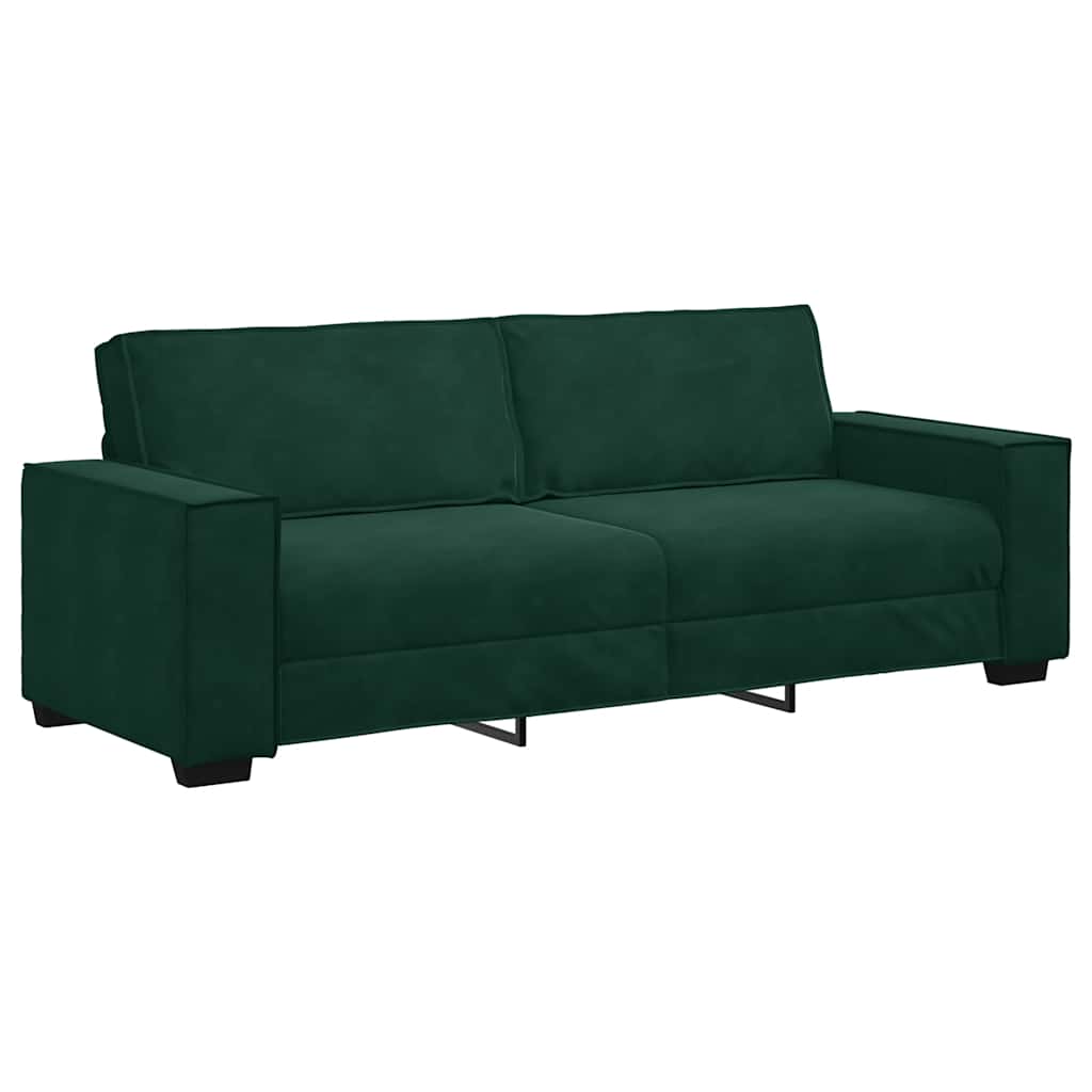 Canapé à 3 places Vert foncé 220x78x84 cm Velours