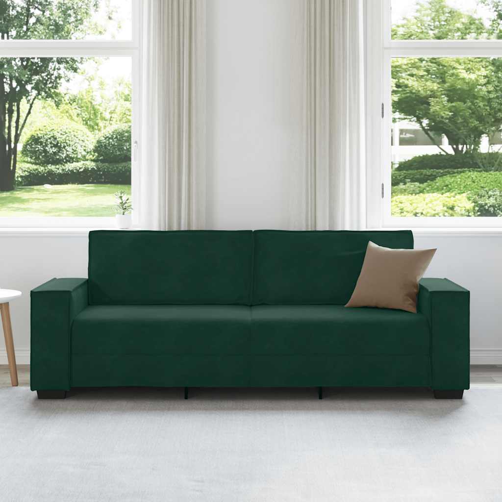 Canapé à 3 places Vert foncé 220x78x84 cm Velours