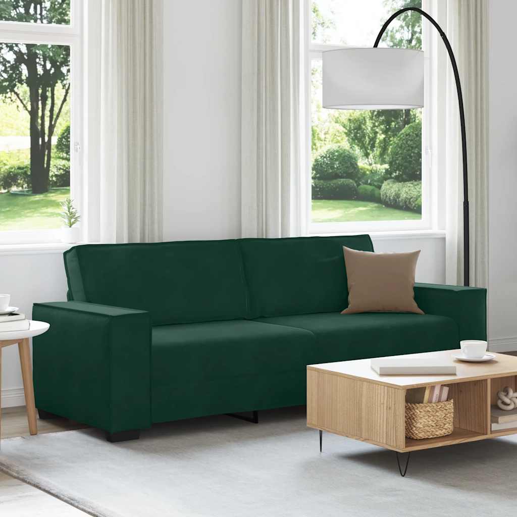 Canapé à 3 places Vert foncé 220x78x84 cm Velours