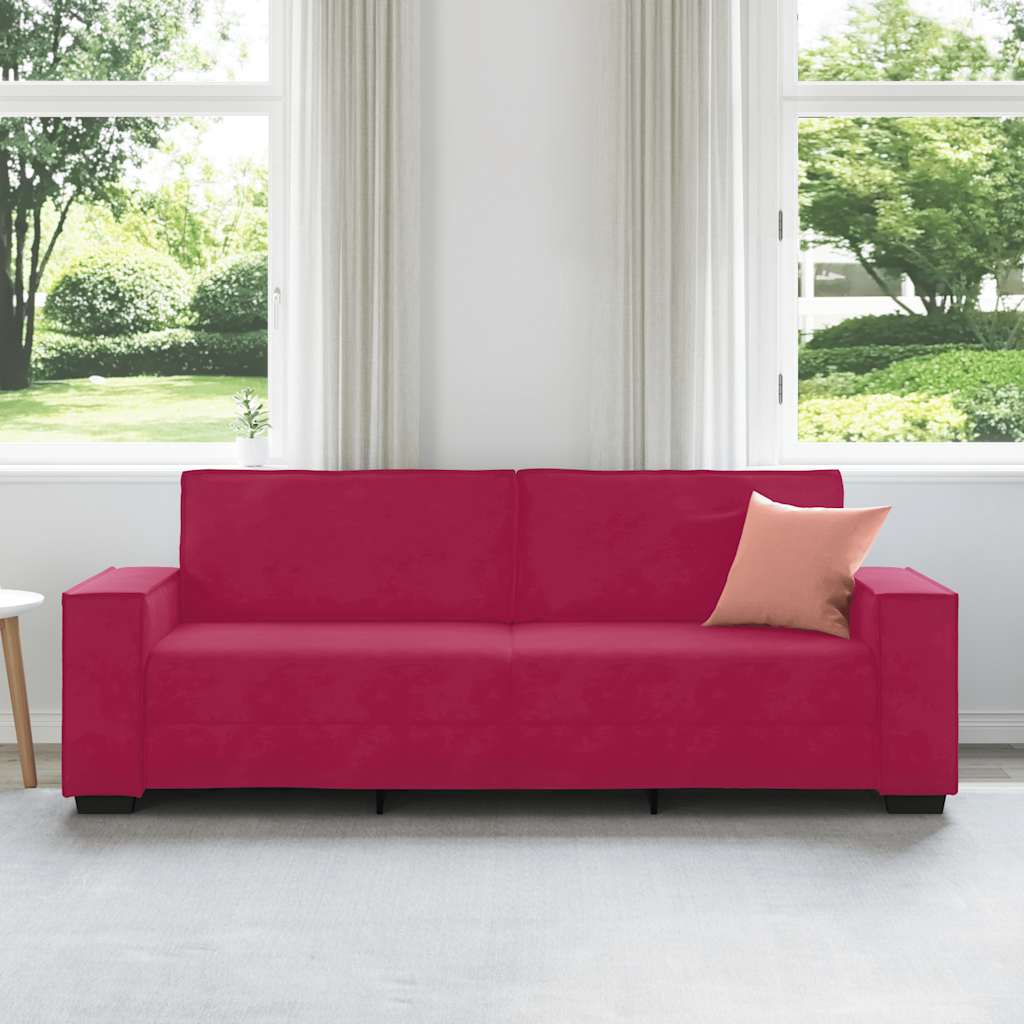 Canapé à 3 places Rouge bordeaux 220x78x84 cm Velours