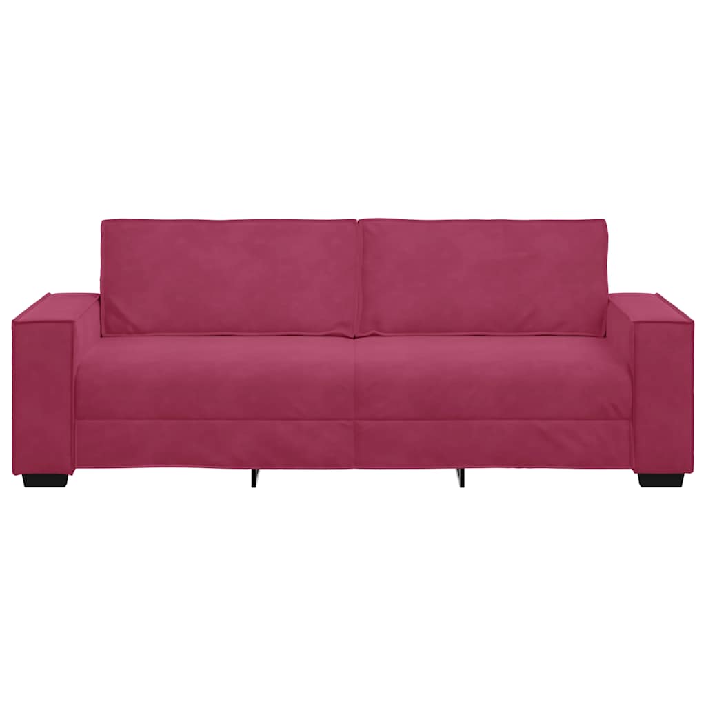 Canapé à 3 places Rouge bordeaux 180 cm Velours - XIOS