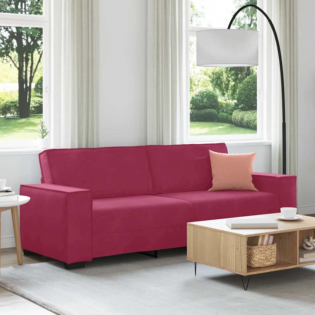 Canapé à 3 places Rouge bordeaux 180 cm Velours - XIOS