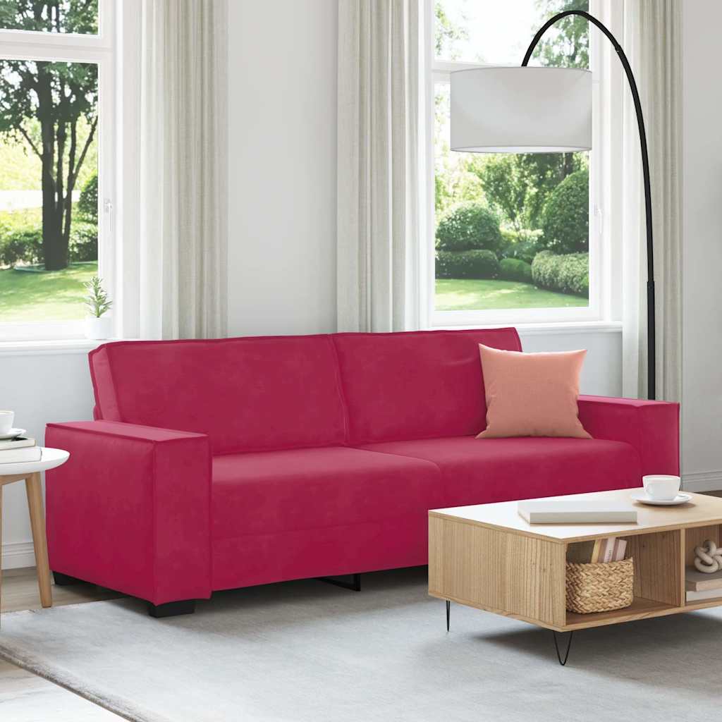 Canapé à 3 places Rouge bordeaux 220x78x84 cm Velours