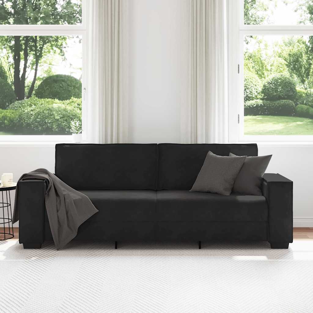 Canapé à 3 places Noir 220x78x84 cm Velours