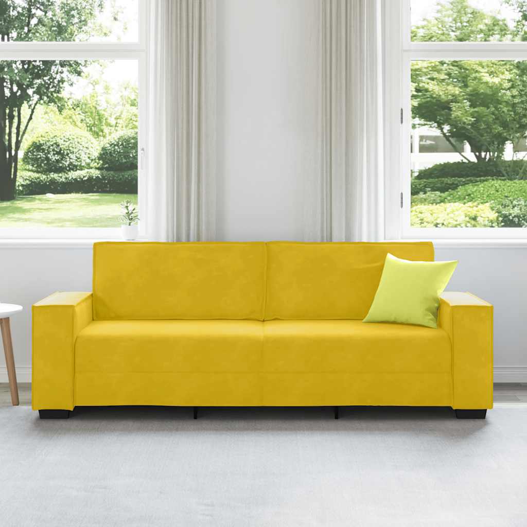 Canapé à 3 places Jaune 220x78x84 cm Velours