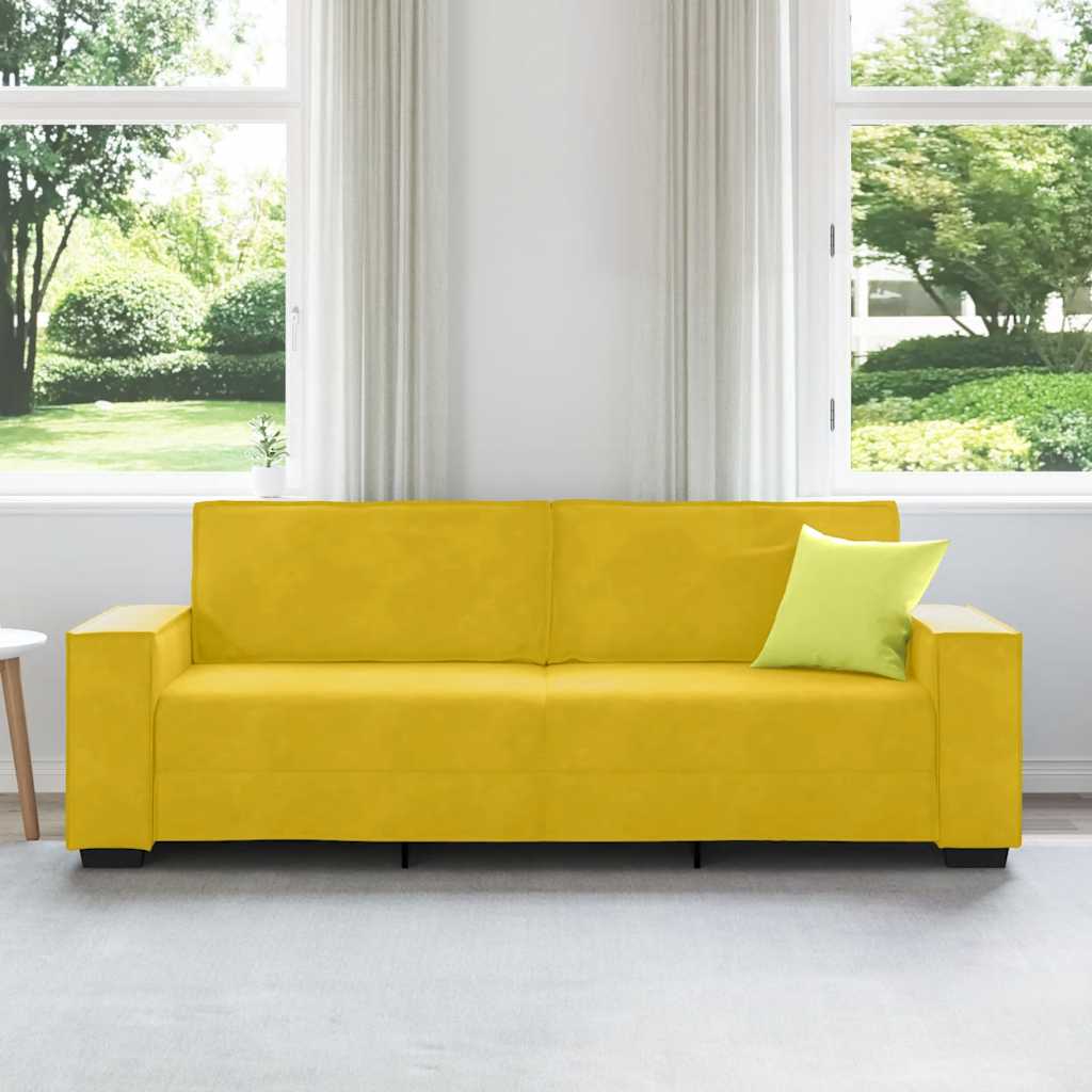 Canapé à 3 places Jaune 220x78x84 cm Velours