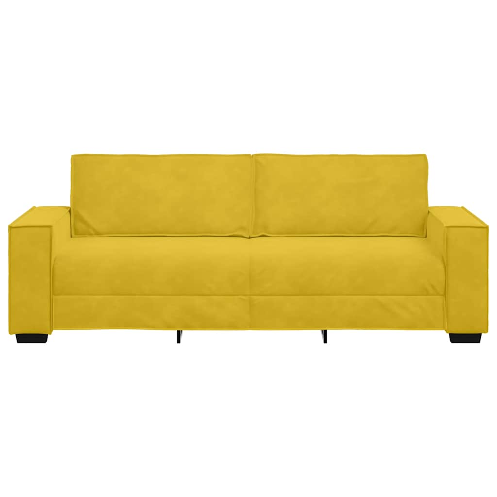 Canapé à 3 places Jaune 220x78x84 cm Velours