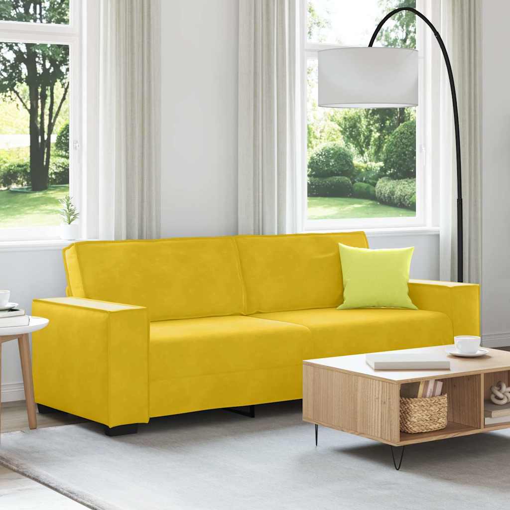 Canapé à 3 places Jaune 220x78x84 cm Velours