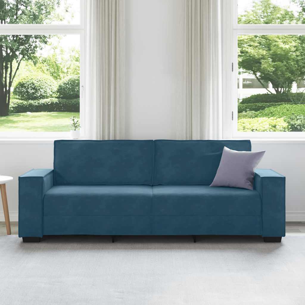 Canapé à 3 places Bleu 220x78x84 cm Velours