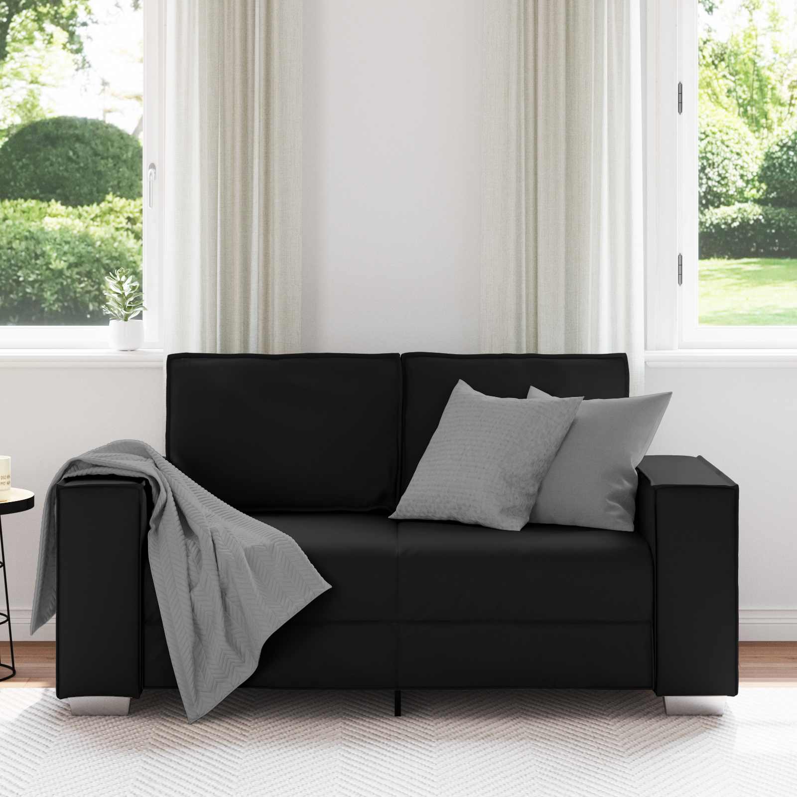 Canapé deux places Noir 160 cm Simili cuir