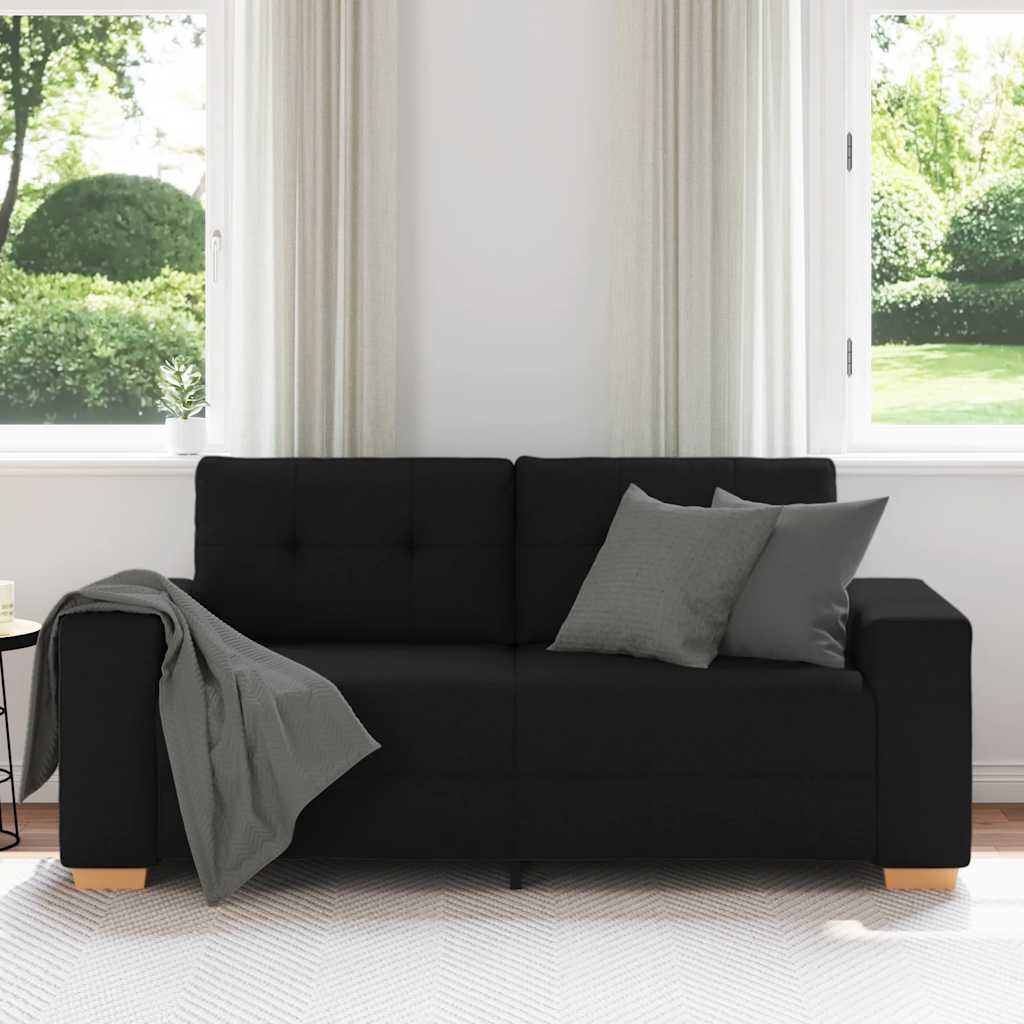 Canapé deux places noir 180x77x82 cm en tissu