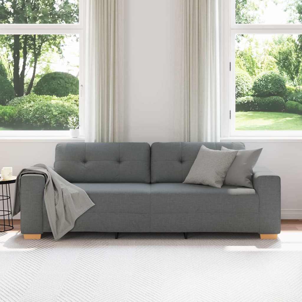 Canapé 3 places gris foncé 220 x 78 x 80 cm tissu