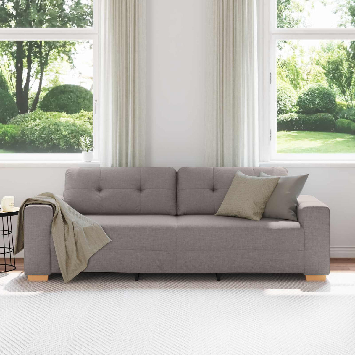Sofa 3 places Taupe 220 cm tissu