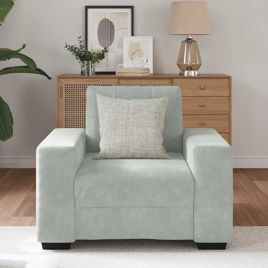 Fauteuil Gris clair 100x78x80 cm Velours