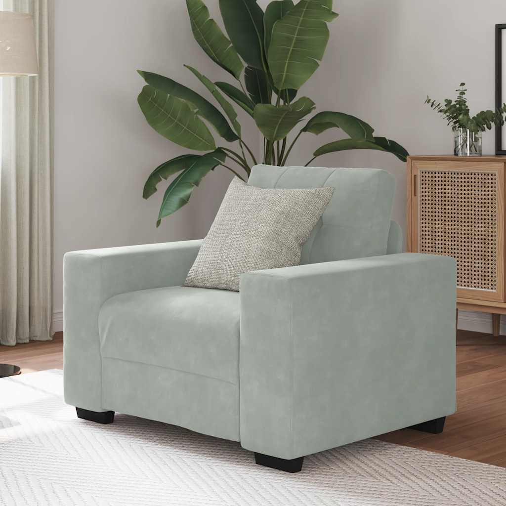 Fauteuil Gris clair 60 cm Velours - XIOS