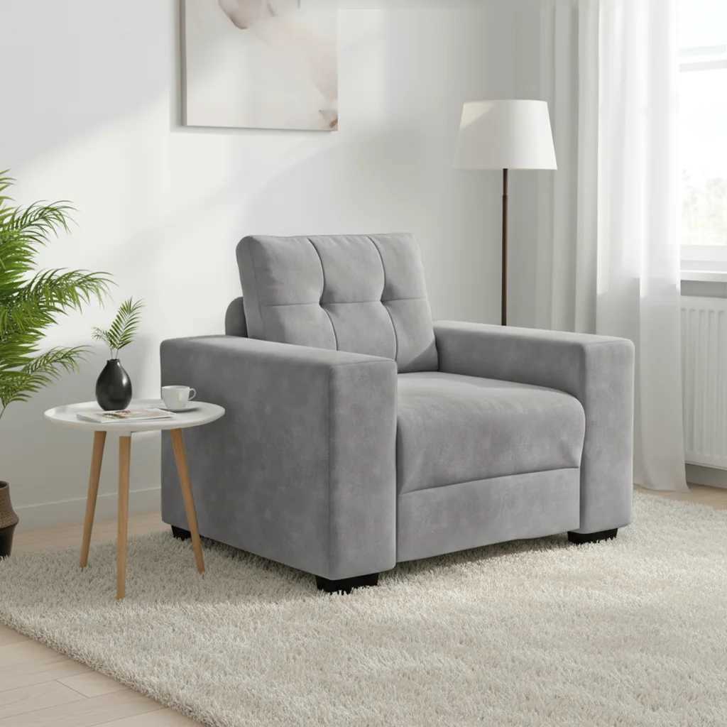 Fauteuil Gris clair 100x78x80 cm Velours