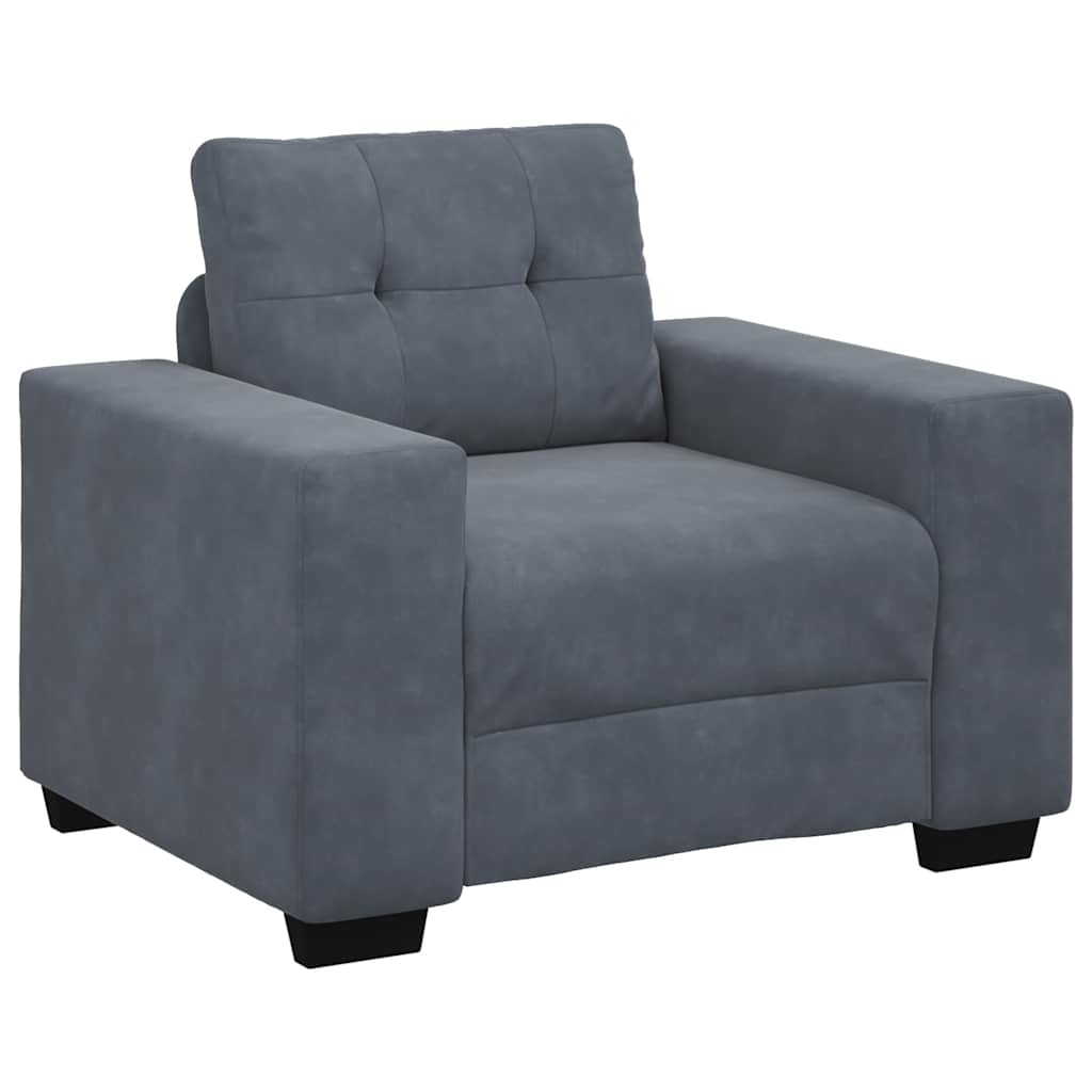 Fauteuil gris foncé 60 cm velours - XIOS