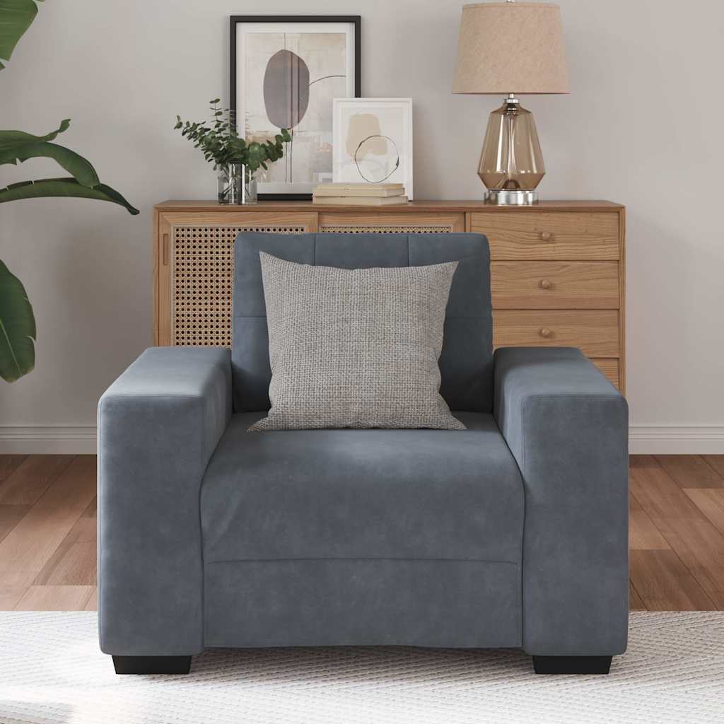 Fauteuil gris foncé 60 cm velours - XIOS