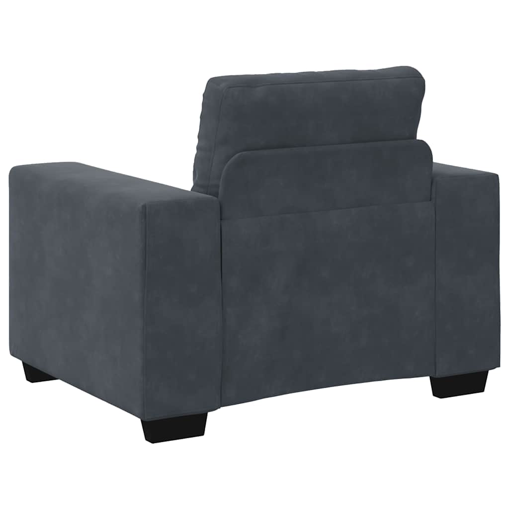 Fauteuil gris foncé 60 cm velours - XIOS