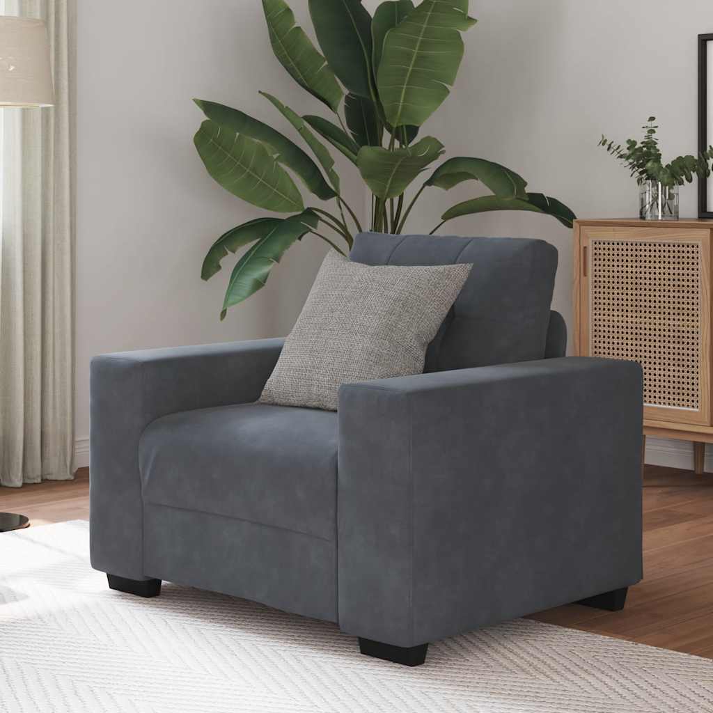 Fauteuil gris foncé 60 cm velours - XIOS