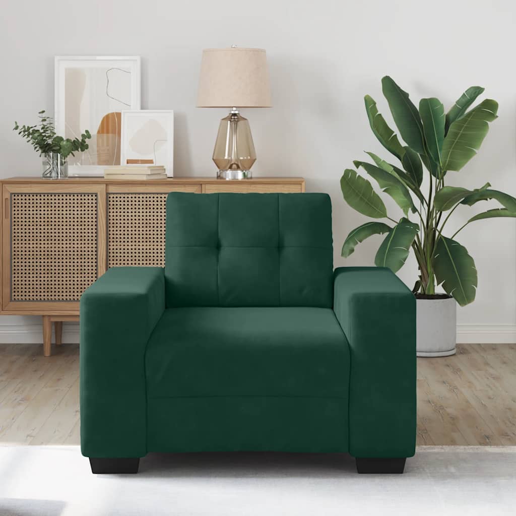 Fauteuil/canapé vert foncé 100x78x80 cm velours - XIOS