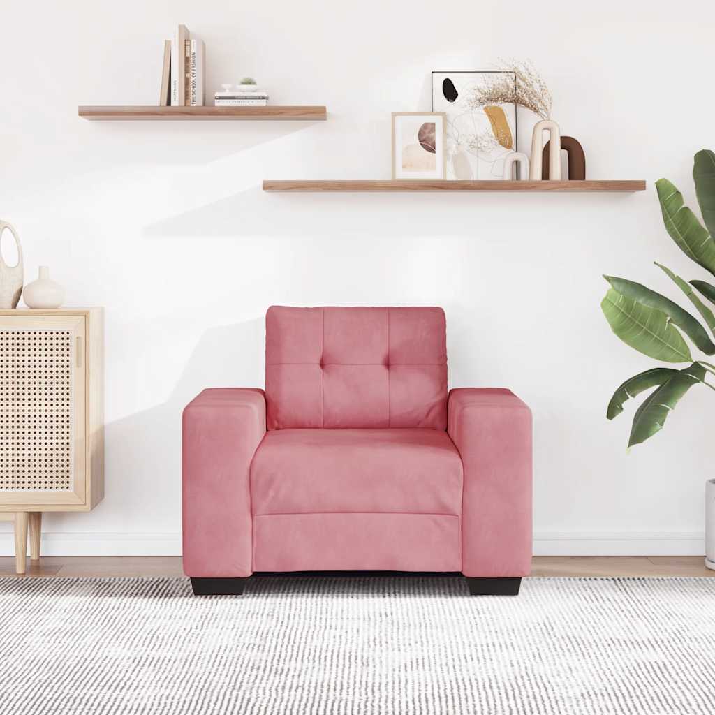 Fauteuil rose velours 100x78x80 cm - XIOS