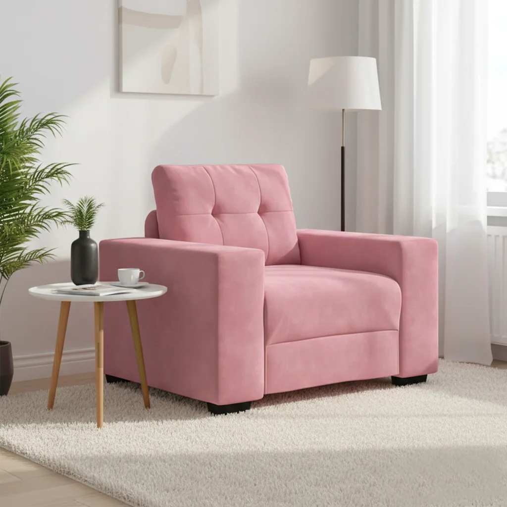 Fauteuil rose velours 100x78x80 cm - XIOS