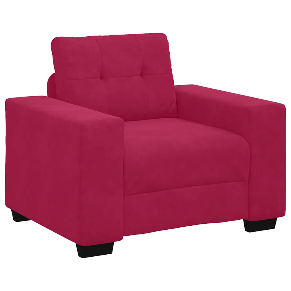 Canapé/Fauteuil rouge bordeaux 100x78x80 cm velours - XIOS
