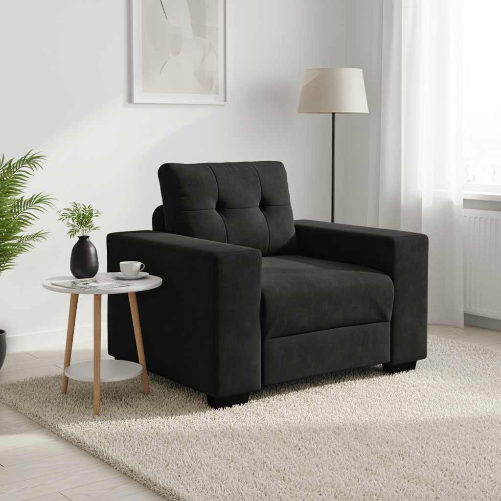 Fauteuil noir 60 cm velours - XIOS