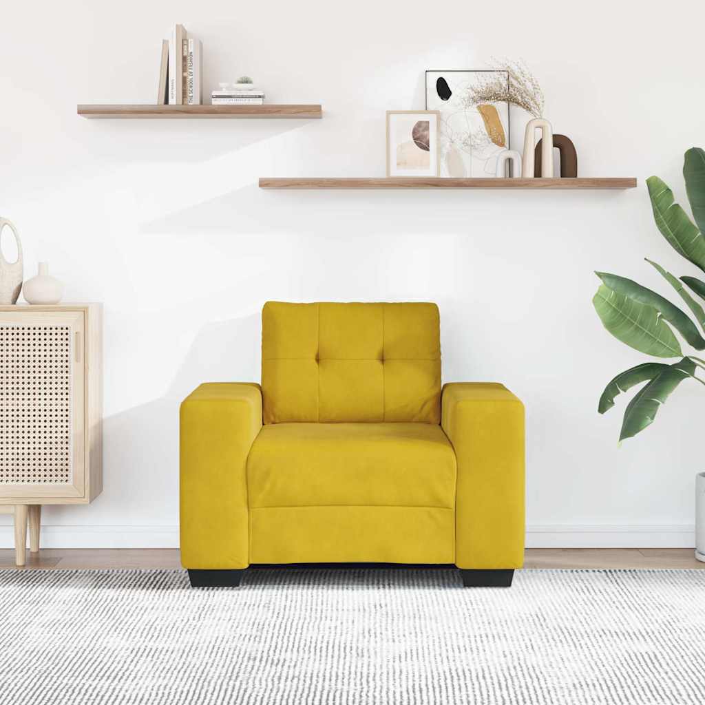 Fauteuil canapé jaune 100x78x80 cm velours - XIOS