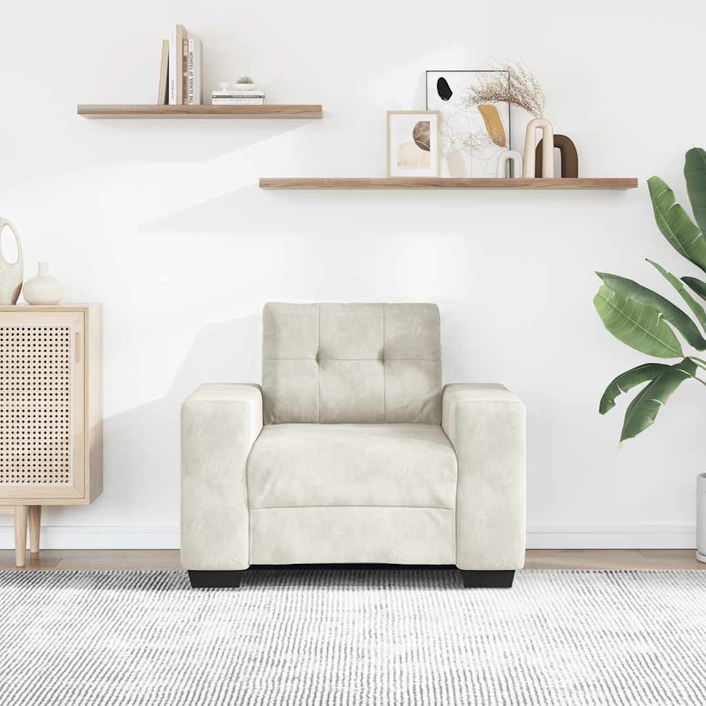 Canapé-fauteuil crème 100x78x80 cm velours - XIOS