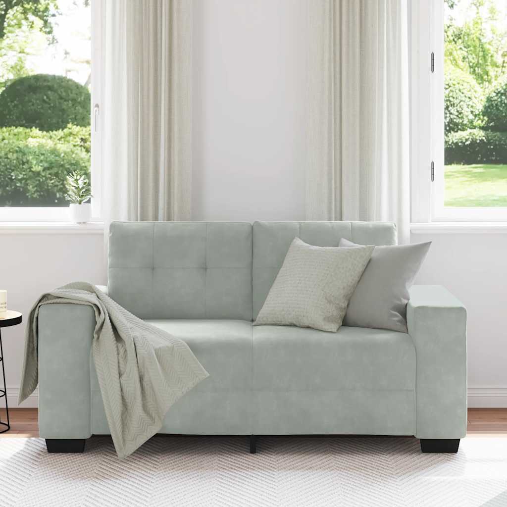 Canapé causeuse gris clair 120 cm velours - XIOS