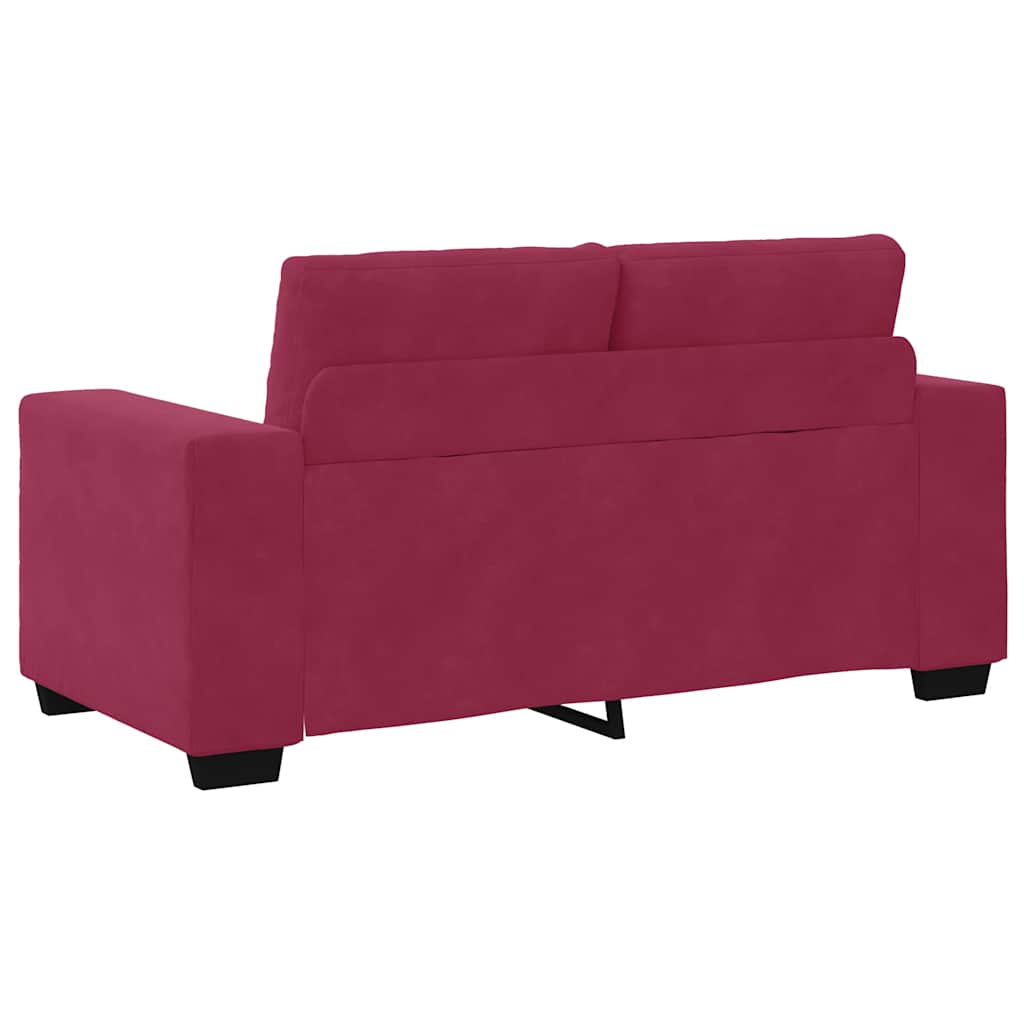 Canapé deux places avec coussin Rouge bordeaux Velours - XIOS