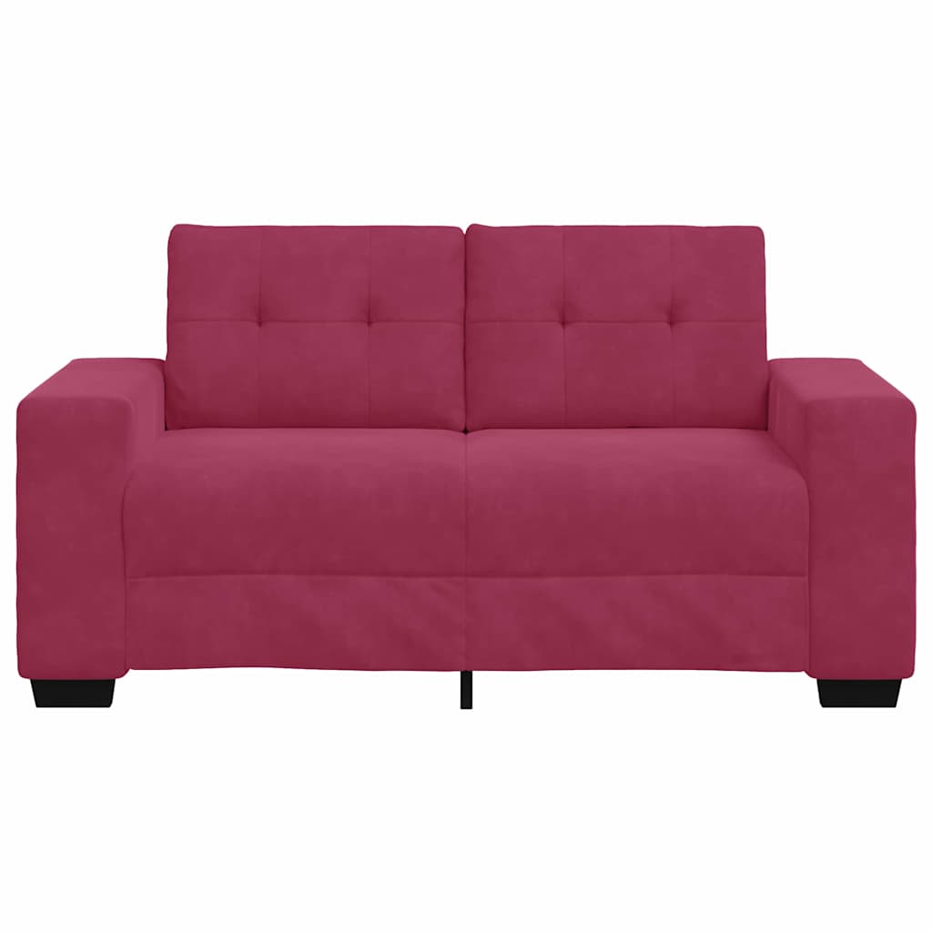 Canapé deux places avec coussin Rouge bordeaux Velours - XIOS
