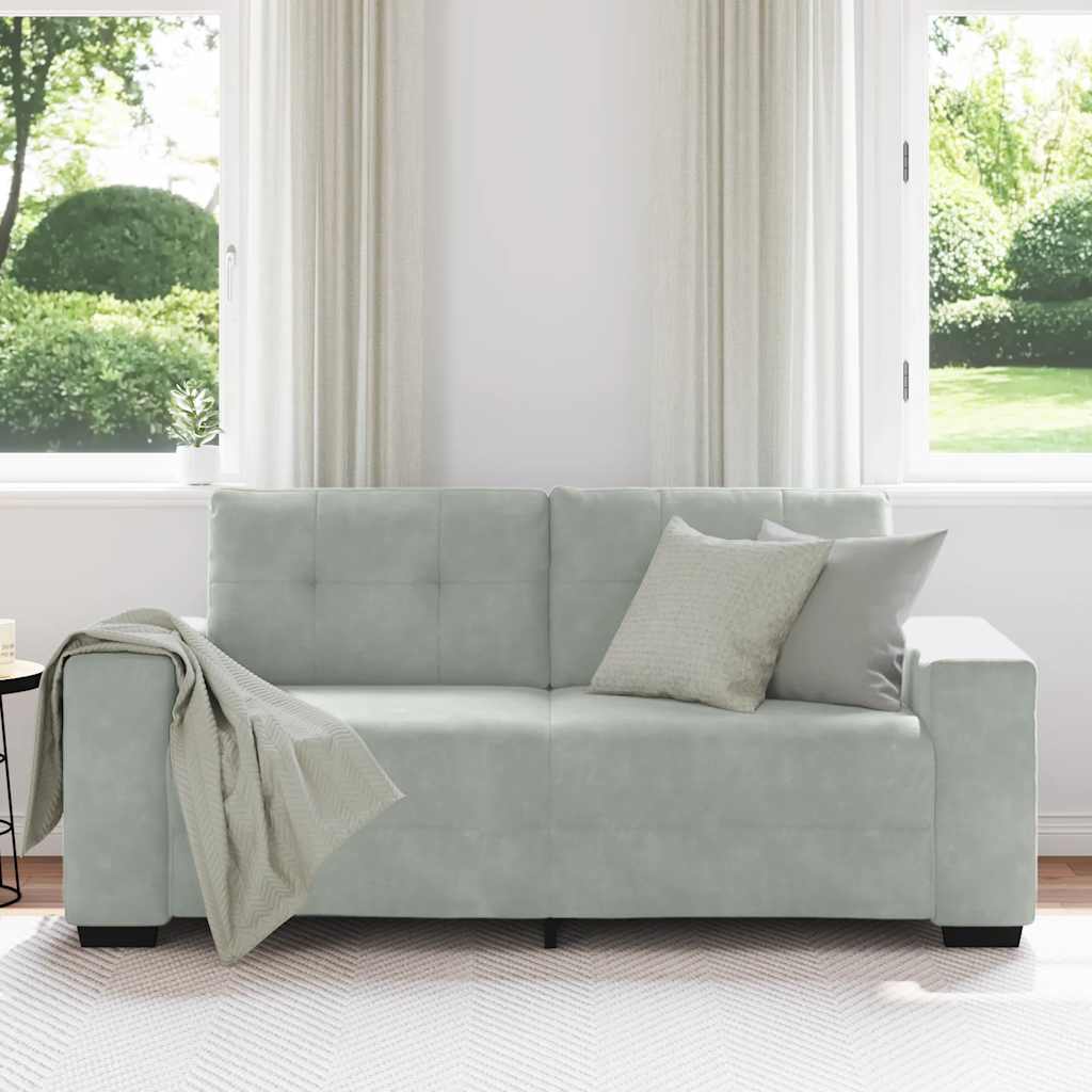 Canapé causeuse gris clair 140 cm velours - XIOS