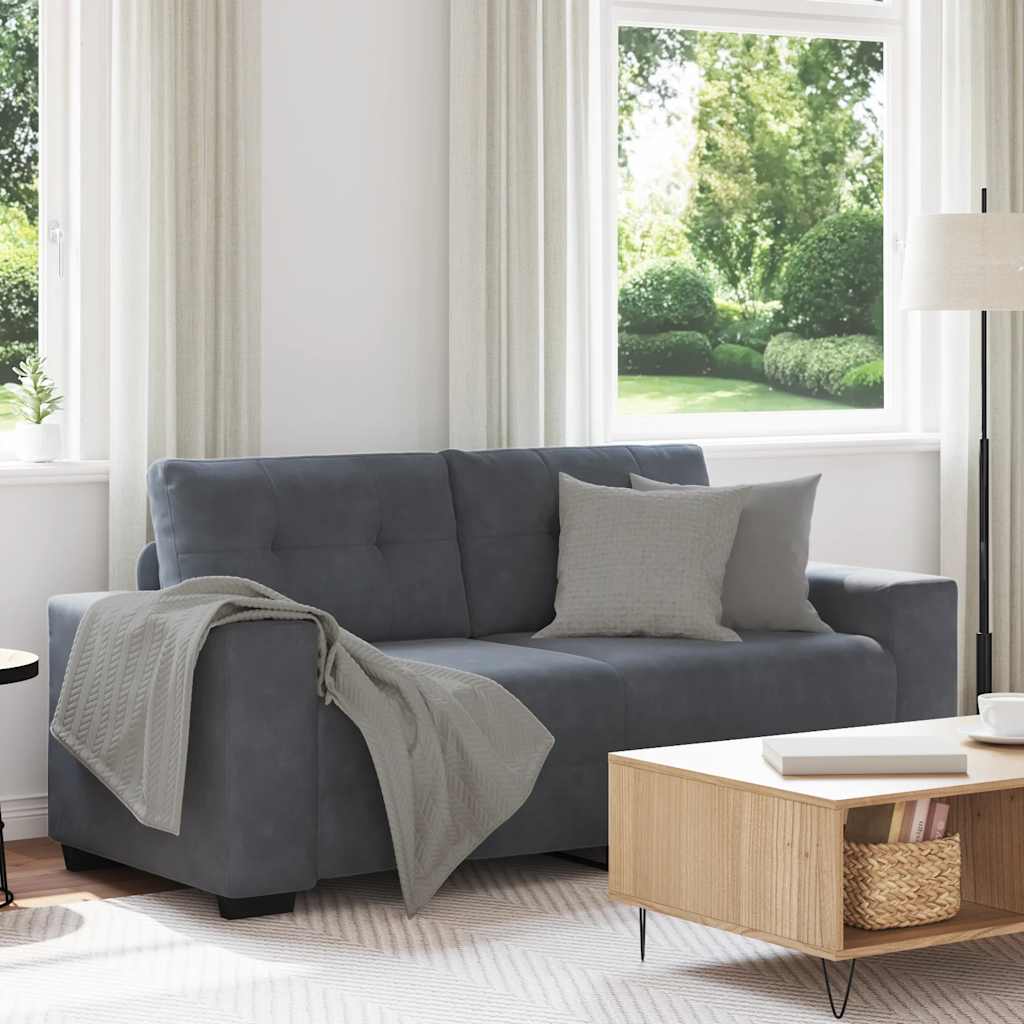 Canapé causeuse gris foncé 180x77x82 cm velours - XIOS
