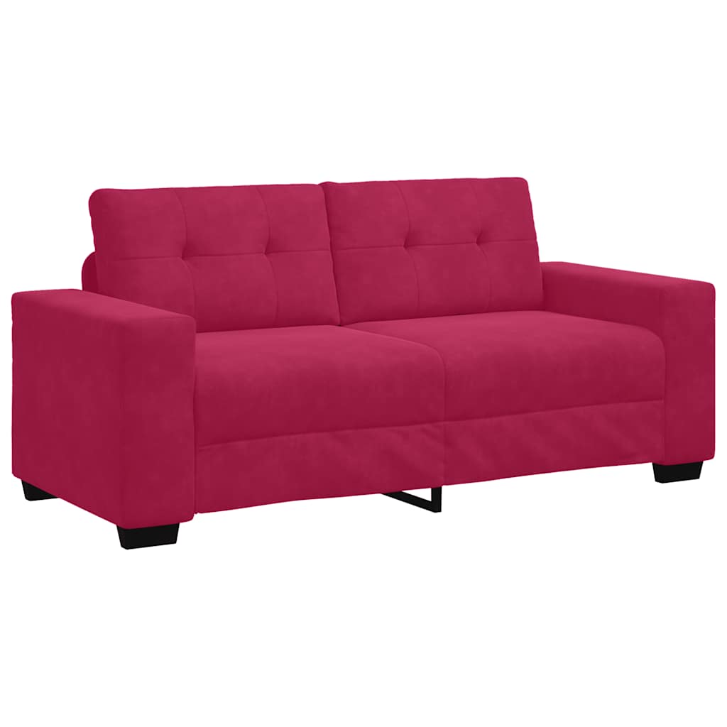 Canapé deux places rouge bordeaux 180 x 77 x 82 cm velours - XIOS
