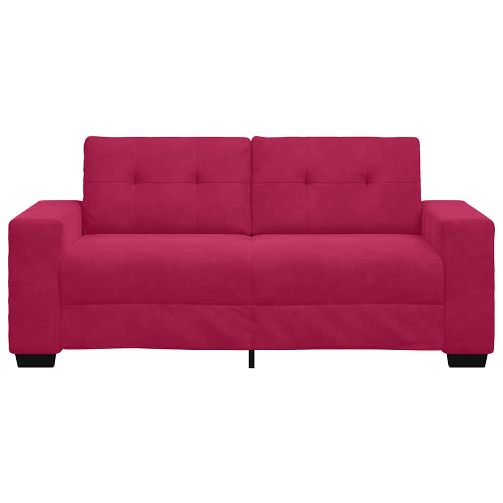Canapé deux places rouge bordeaux 180 x 77 x 82 cm velours - XIOS