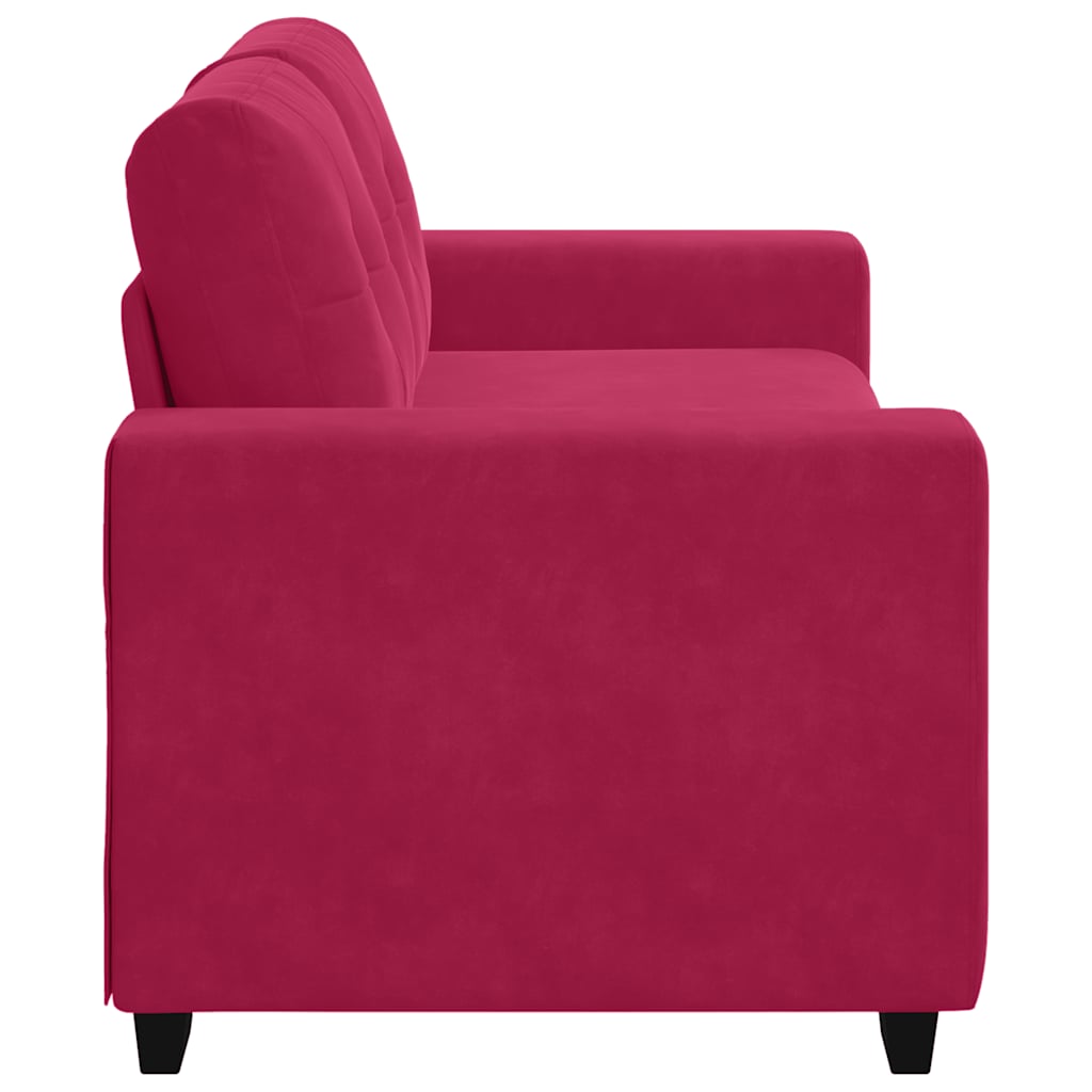 Canapé deux places rouge bordeaux 180 x 77 x 82 cm velours - XIOS