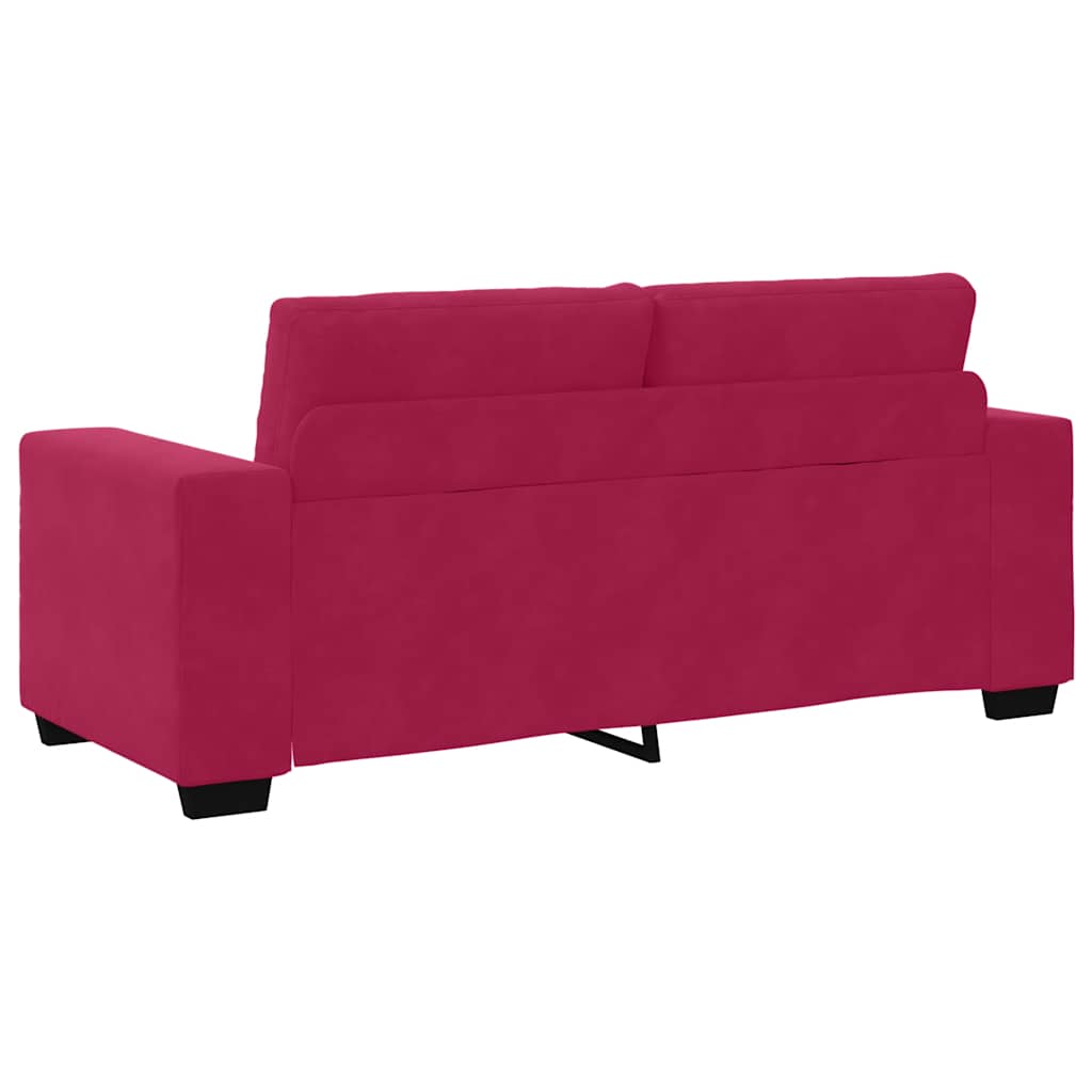 Canapé deux places rouge bordeaux 180 x 77 x 82 cm velours - XIOS