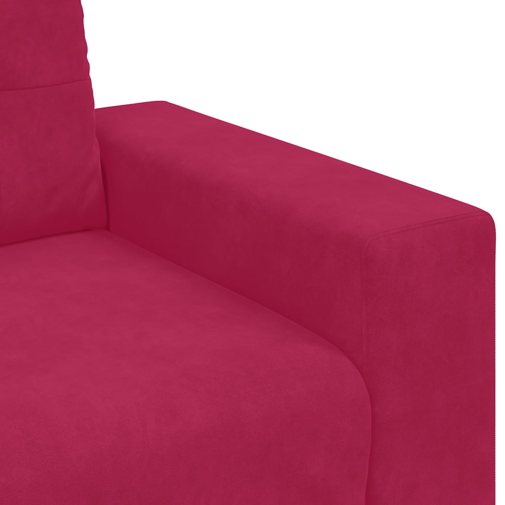 Canapé deux places rouge bordeaux 180 x 77 x 82 cm velours - XIOS