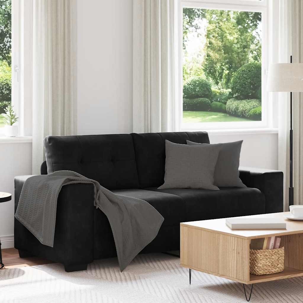 Canapé causeuse noir 180x77x82 cm velours - XIOS