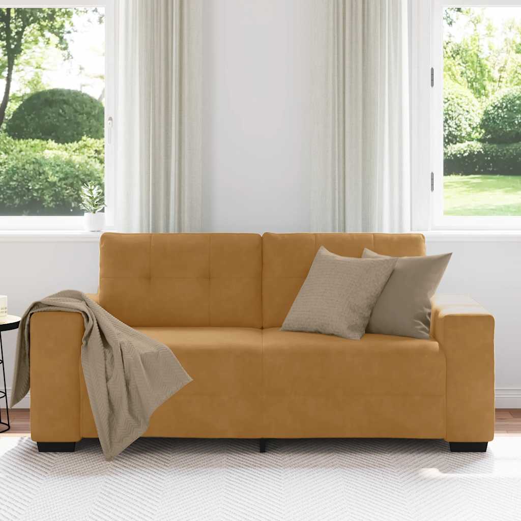 Canapé deux places marron 180x77x82 cm velours - XIOS